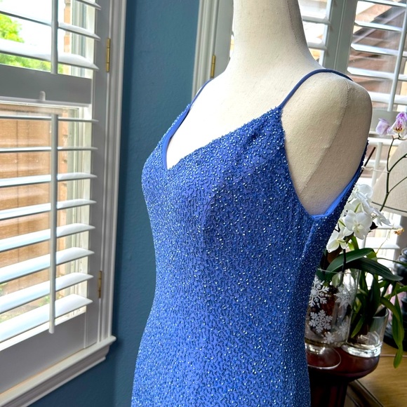 Michelangelo periwinkle beaded embellished evening gown/prom/wedding - Picture 7 of 13